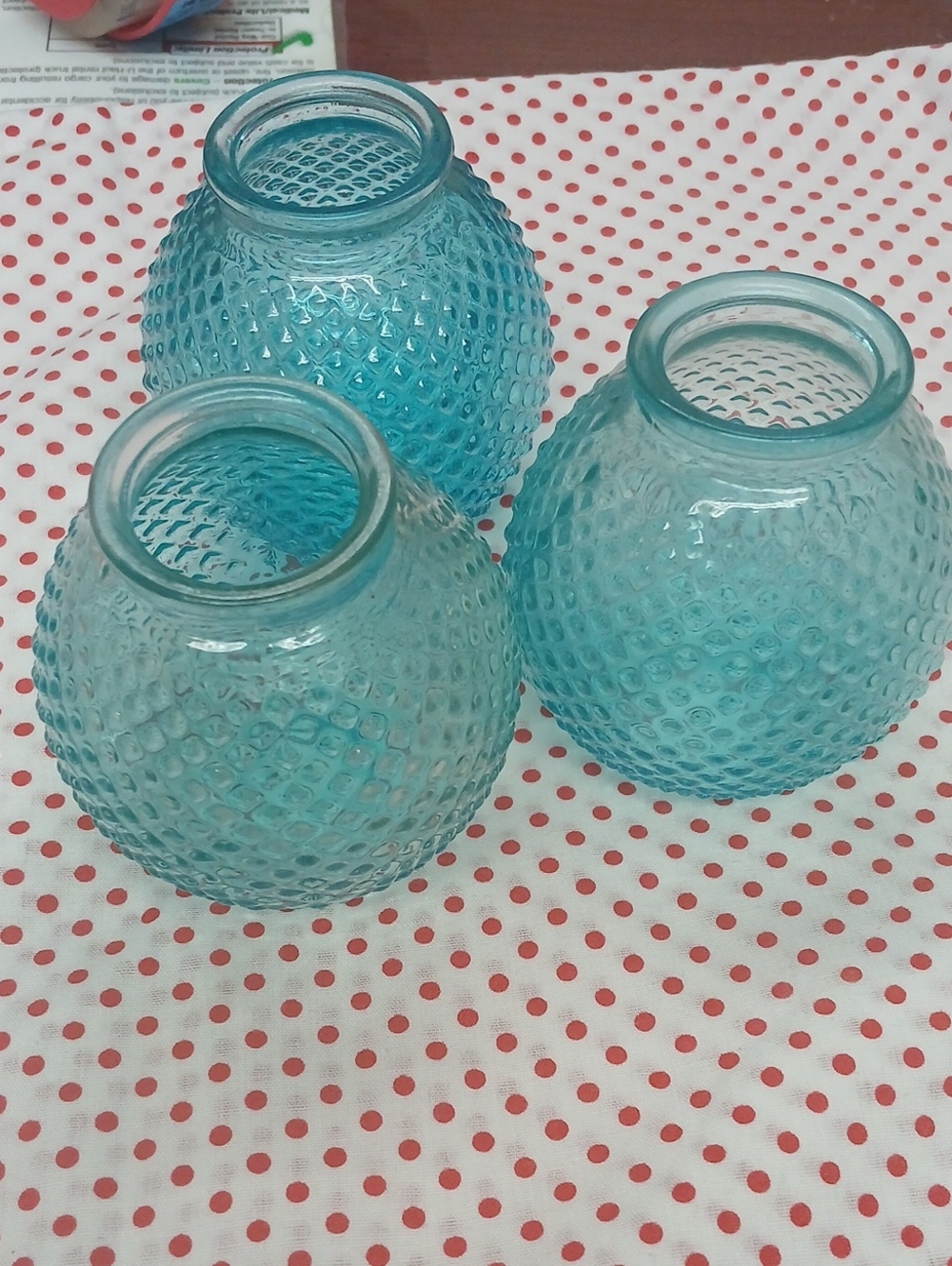 Blue Textured Glass Votive Holders - Set of 3